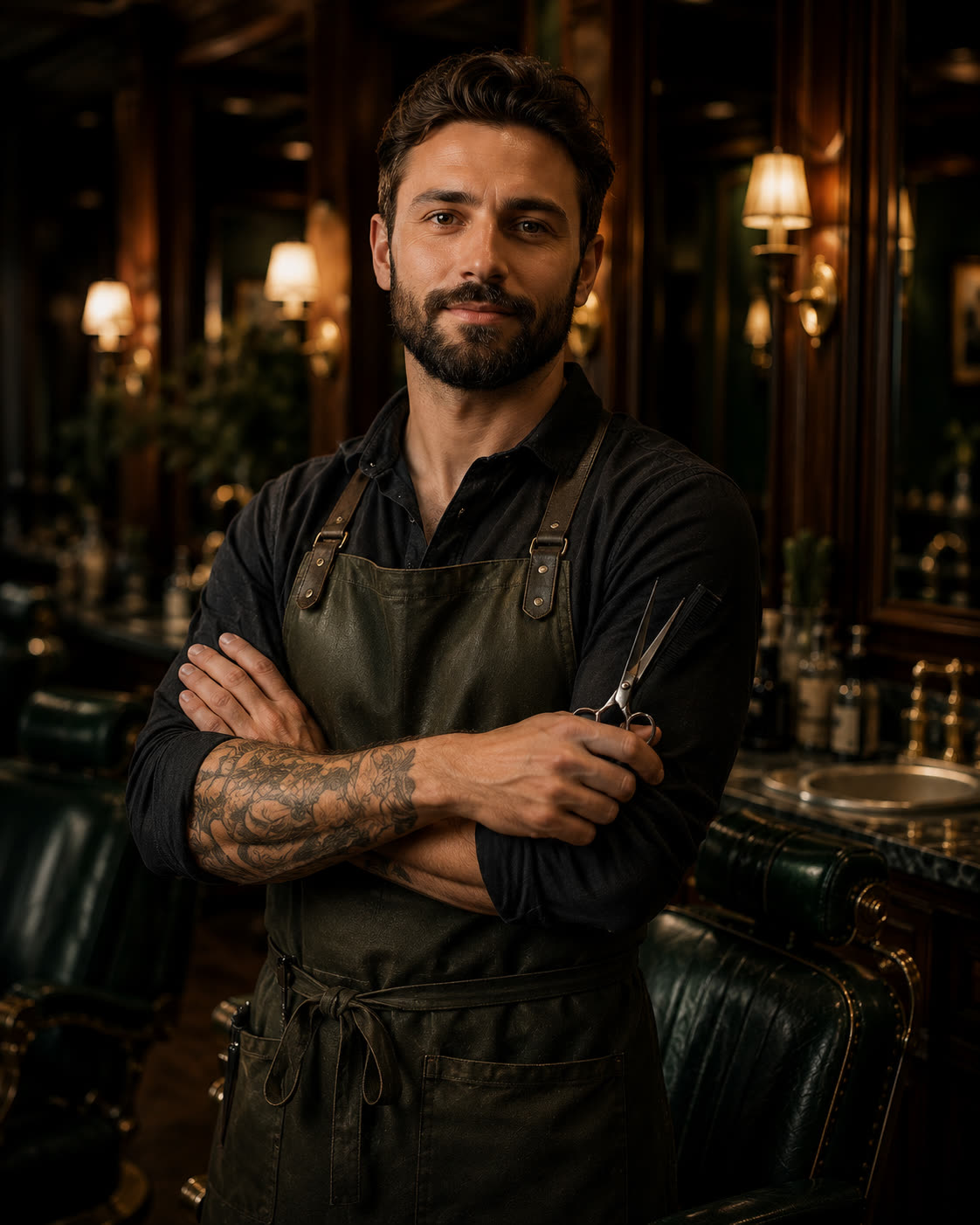 A barber at High Society Shave Parlor